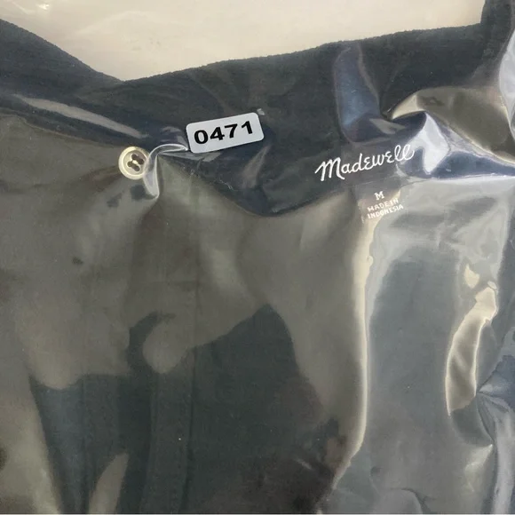 Madewell Blouse Women’s Viscose Shirred Black V-Neck Short Sleeve Back Keyhole M - Picture 10 of 10